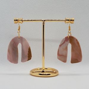 Mauve and Gold Arch Polymer Clay Earrings